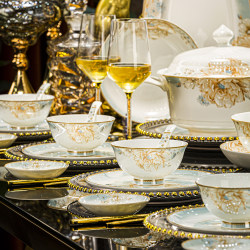 2026 New High-End Jingdezhen First-Class Bone China Dinnerware Set Bowls and Plates for Home Use, Housewarming, and Wedding Gifts