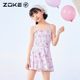zoke/zhouke children's swimsuit one-piece skirt with flat angle 2025 new girls hot spring vacation swimsuit