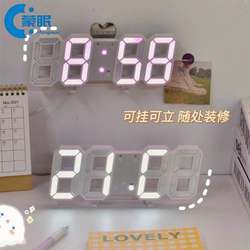 Led Digital Clock Electronic Clock Wall Clock Wall-Mounted 2026 New Model Ins Popular 3D Led Digital Clock Simple