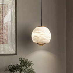 Italian-Style Bedside Chandelier, Light Luxury Natural Stone Bar Counter Bedroom Bedside Small Chandelier, Creative Marble Pendant Light