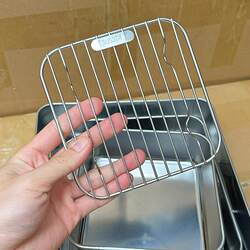 Air Fryer-Specific Barbecue Grill Pan for Home Use, Square Grill Rack, Oil Separator, Stainless Steel Grill Plate for Oven