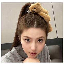Korean High-End Teddy Bear Plush Cute Hair Clip Cartoon Claw Clip Hairband Stylish Elegant Versatile Hair Accessory