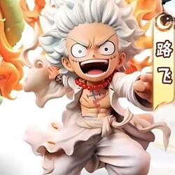 Q-Version Flame Nika Luffy (Japanese Version) One Piece Collectible Figure Trendy Model Statue Ornament Gift Asai