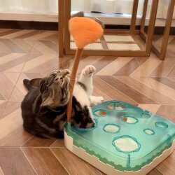 Cat Toys, Cat Self-Entertainment Gadget, Electric Interactive Silent Cat Ball, Wear-Resistant Cat Teaser Stick, Pet Supplies