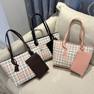 
Plaid print tote bag, high-end, versatile, large-capacity shoulder bag, Korean style new shopping bag for women, plaid print