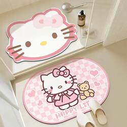 Kitty Carpet Bathroom Quick-Absorbing Water, Quick-Drying, Wear-Resistant Diatom Mud Entryway Doormat, Water-Absorbing Non-Slip Mat
