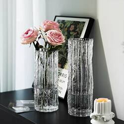 Large Luxury Glacier Glass Vase for Hydroponic Lucky Bamboo and Fresh Flowers, High Aesthetic Value, Living Room Flower Arrangement Decoration Piece