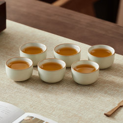 Wenbai Kungfu Tea Cups, Set of 6, Household Ceramic Small Tea Cups, Simple Chinese-Style Tasting Cups, Special Cups for Entertaining Guests and Drinking Tea