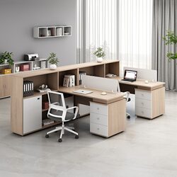Simple Modern Double Financial Computer Desk Staff Office Desk and Chair Set Employee Workstation 4-Person Partitioned Workstation