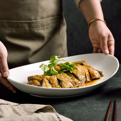 High-End Steamed Fish Plate, Microwave Oven Plate, Household Ceramic Dish Plate, Soup Plate, Large Breakfast Plate, Western Food Plate