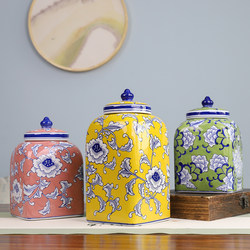 New Chinese hydroponic ceramic blue and white vase living room dining table TV cabinet ornaments retro porch flower ware storage jar