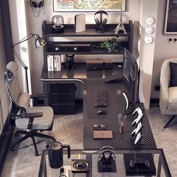 Corner Computer Desk Desktop Double Gaming Desk Bookshelf Corner Table Bedroom Desk Office Desk Study Desk