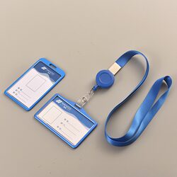 Id Card Holder with Neck Strap, Retractable Metal Badge Holder, Lanyard, Employee Id Badge, Name Tag, Chest Badge