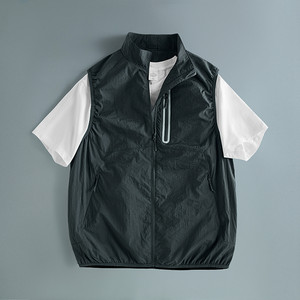 
Outdoor functional wind stand collar vest for men and women quick-drying ice silk thin spring, summer and autumn vest jacket for cycling, running and fishing
