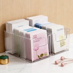 Facial Mask Storage Box, Cosmetics Compartment Box, Transparent Acrylic Desktop Large-Capacity Dressing Table Skin Care Product Storage Rack