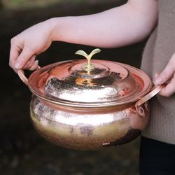 Japanese pure copper pot Yunnan double ear rice noodles copper pot handmade hammer pattern red copper soup pot household hot pot stew pot cooking utensil