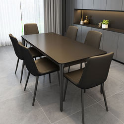 Italian black and white slate dining table for home small apartment simple modern rectangular internet celebrity restaurant island dining table