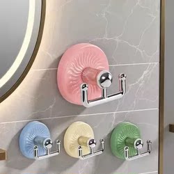 No-Drill Double Hook Removable Wall-Mounted Storage Rack Bathroom Storage Shelf