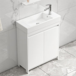 Space Aluminum Ultra-Narrow Edge Washbasin Bathroom Cabinet Combination Small Apartment Mini Integrated Ceramic Washbasin