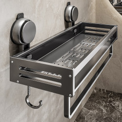 Suction Cup Storage Rack for Bathroom, No-Drill Wall-Mounted Washbasin Storage Rack for Restroom and Toilet