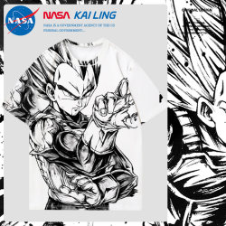 Nasa Dragon Ball Black and White Ink Wash T-Shirt Men's Short-Sleeved Son Goku Clothing Son Gohan Vegeta Summer Quick-Drying