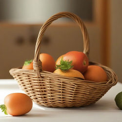 Household Wicker Storage Basket, Portable Fruit Basket, Christmas Flower Basket, Country-Style Gift Basket, Rattan Storage Basket, Shopping Basket