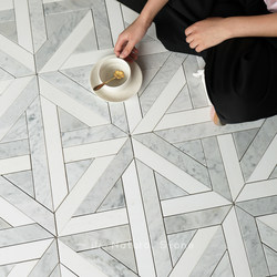 Yishan Materials White Versailles Stone Mosaic Light Luxury Villa Hotel Bathroom Marble Inlay Floor Tiles