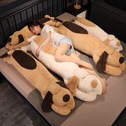 Cute Dog-Shaped Long Pillow for Girls to Sleep With, Large Size for Bed, Leg-Hugging Pillow, Detachable