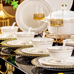 Jingdezhen Genuine 2026 New Model Tableware Set for Home Use, High-End White Bowls and Plates, Bone China, Housewarming Gift