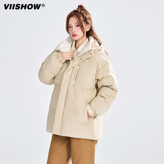 
VIISHOW trendy brand winter thickened hooded cotton coat for men and women retro couple versatile warm casual cotton coat jacket