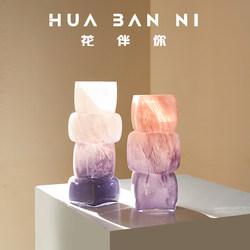 Medieval Style Gradient Blue Geometric Square Vase Dining Table Soft Decoration Hotel Tv Counter Top Decorative Glass Ornaments