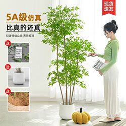 Artificial Nandina Bamboo Green Plant, Large Luxury Decoration for Living Room, Faux Tree with a High-End Feel, Bionic Plant, Floor-Standing Potted Ornament