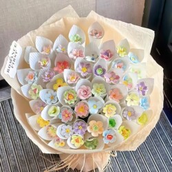 Jingdezhen Ceramic Flower Bouquet Handmade Finished Product Couple's Birthday Mother's Day Gift Home Desktop Decoration Eternal Flower