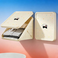 Bathroom Clothes Storage Solution, Waterproof, No-Drill Wall-Mounted Storage Box, Bathroom Wall-Mounted Folding Storage Cabinet Shelf