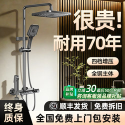 Shower Set with Thermostatic Control, All-Copper Bathroom Showerhead for Home Use, Exposed Installation