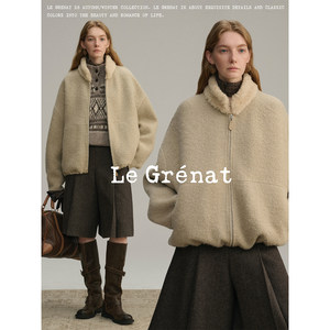 
Le Grenat winter women's fur collar zipper wool alpaca blend double-sided woolen coat short coat