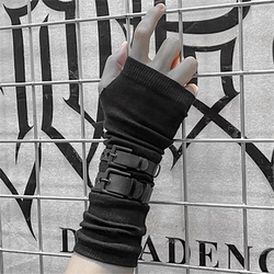 【Dark and Cool】Dark Half-Finger Gloves Cosplay Anime Punk Fashion ins Fingerless Sleeves Functional Protection