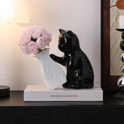 Creative Cute Cat Flower Arrangement Ceramic Vase Decoration Fresh Flowers Dried Flowers Hydroponics Dining Table Living Room Entrance Art Ornaments