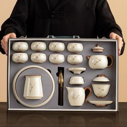 2025 New Model Ru Kiln Tea Set, Home Use, Light Luxury, High-End, Special for Tea Brewing, Chinese Style, Birthday Gift for Elders