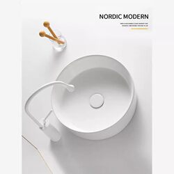 High-End Countertop Washbasin, Single Basin for Home Use, Ceramic Washbasin, Balcony Basin, Round Splash-Proof Basin