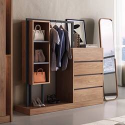 Simple Modern Multifunctional Floor-Standing Coat Rack with Integrated Drawer and Clothes Rack for Home Use, Simple Storage Combination for Bedroom