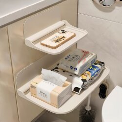 Foldable Wall-Mounted Storage Rack for Bathroom, Dormitory, Bedside, No-Drill Wall-Mounted Organizer