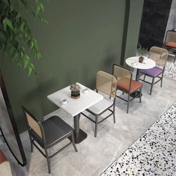 Industrial style barbecue hot pot restaurant double booth milk tea shop dining table and chairs retro iron Western food cafe table and chairs