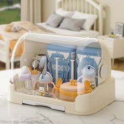 Bottle storage box desktop dust-proof storage box baby special baby tableware complementary food drying drain rack storage cabinet
