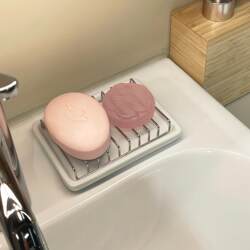 Soap dish ceramic tray stainless steel soap dish countertop storage drain rack simple
