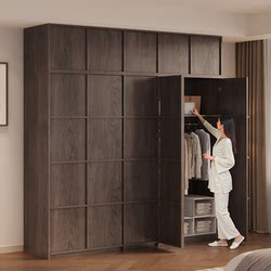Solid Wood Wardrobe, Antique-Style Hanging Wardrobe, Multi-Functional Storage Cabinet, Large-Capacity Utility Cabinet, Storage Cabinet Integrated Against the Wall