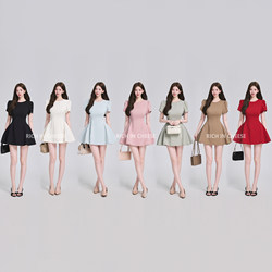 Shuhulei Birthday Dress [Short Sleeve Version] Hepburn-Style Suit Dress for Women, High-End, Slimming, Waist-Cinching Dress