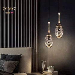Oimg British Light Luxury High-End Bedroom Bedside Chandelier Crystal Lamp Modern Minimalist Decorative Chandelier Single-Head Bar Lamp