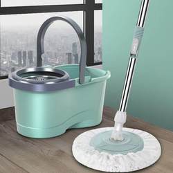 Rotating Mop with a Bucket for Home Use, Featuring a Premium Brand Name, Automatic Spin-Drying, and Dehydration Bucket Set