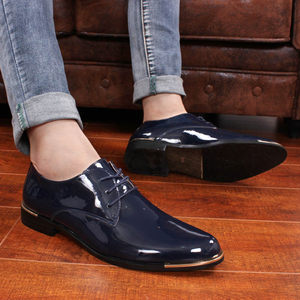 
New spring and summer white popular men's shoes lace-up Korean version British pointed toe men's leather shoes casual shoes wedding shoes trendy